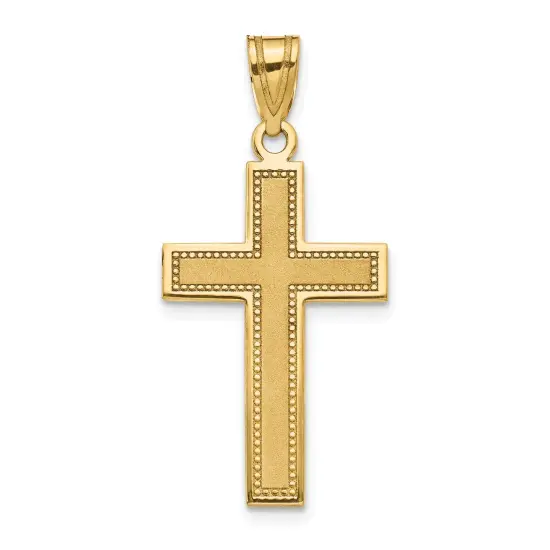 14K Gold Large Satin Cross Pendant Charm Jewelry 31 x 16 mm {1}