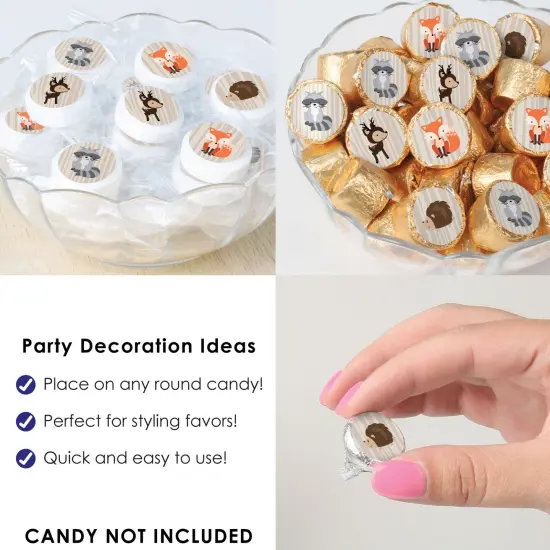 Big Dot of Happiness Woodland Creatures - Baby Shower or Birthday Party Small Round Candy Stickers - Party Favor Labels - 324 Count {6}