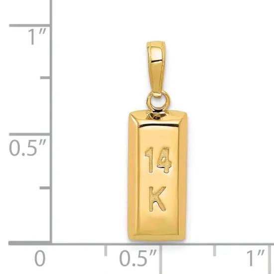 14K Yellow Gold 3D "14k Gold Bar" Charm Pendant Jewelry 22mm x 7mm {5}