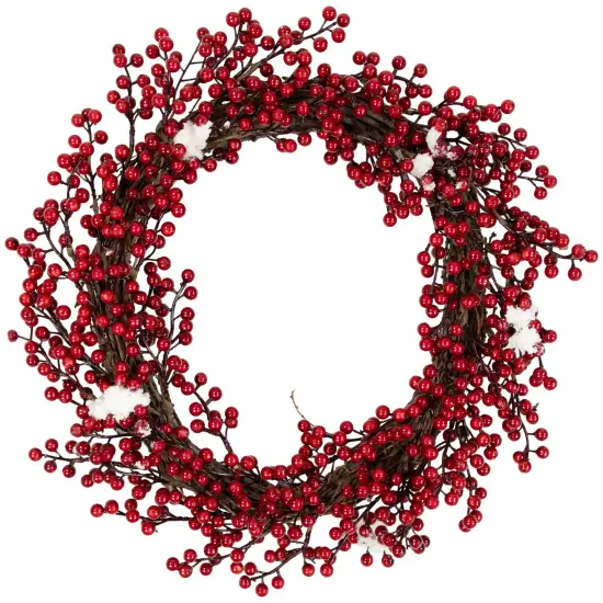 Northlight Frosted Berry Artificial Christmas Wreath - 18" - Unlit Red {1}