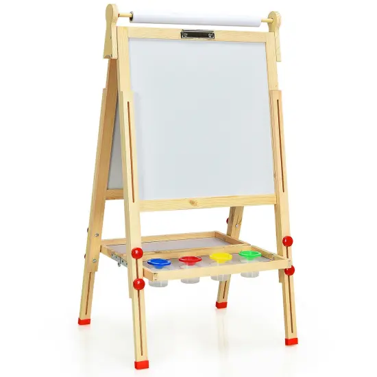 Kids Art Easel with Paper Roll Double-Sided Regulable Drawing Easel Plank {4}