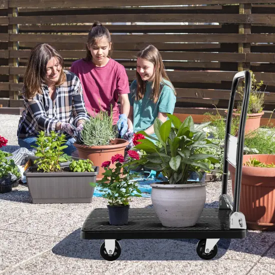 Folding Push Cart Dolly with Swivel Wheels and Non-Slip Loading Area {2}