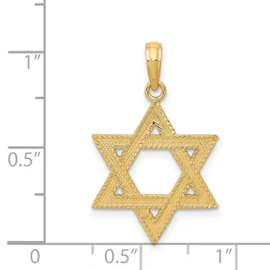 14K Yellow Gold Star of David Pendant Charm Jewelry 26mm x 17mm {2}