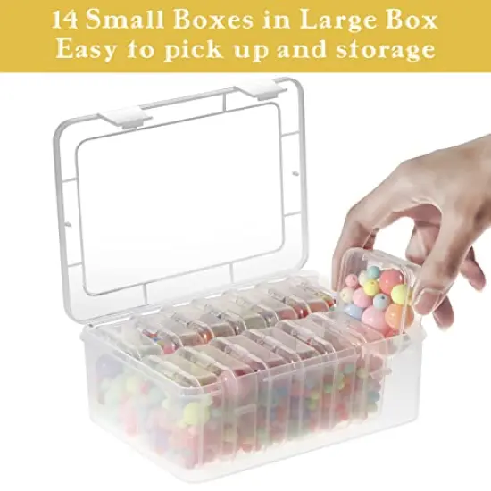 Small Bead Organizers, 15 Pieces Plastic Storage Cases Mini Clear Bead Storage Containers Transparent Boxes with Hinged Lid and Rectangle Clear Craft Supply Case {6}