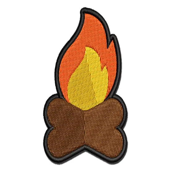 Campfire Fire Symbol Multi-Color Embroidered Iron-On or Hook & Loop Patch Applique {1}