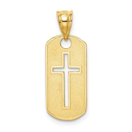 14K Gold Polished Cross Cut-Out Pendant Charm Jewelry 25 x 10 mm {3}