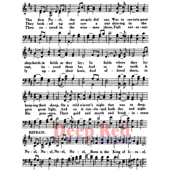 Deep Red Stamps Noel Music Background Rubber Cling Stamp3.1 x 4.1inches {1}