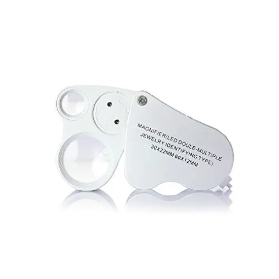 30X 60X Dual Lens LED Illuminated Jewelry Magnifier, Pocket Microscope Magnifying Jewelers Eye Loupe Glasses {4}
