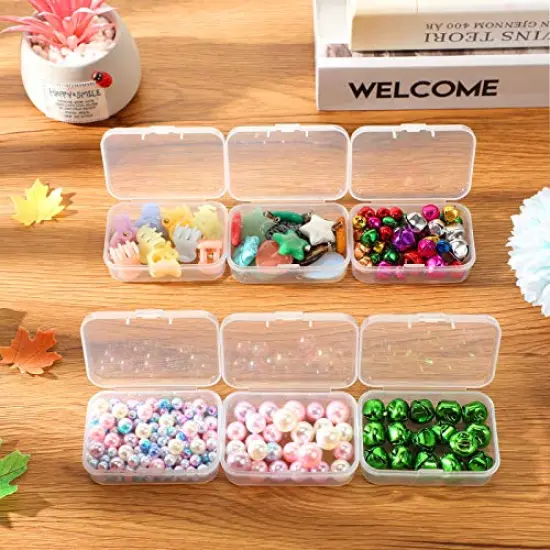 24 Packs Small Clear Plastic Beads Storage Containers Box with Hinged Lid for Storage of Small Items, Crafts, Jewelry, Hardware (2.5 x 1.7 x 0.8 Inches) {4}