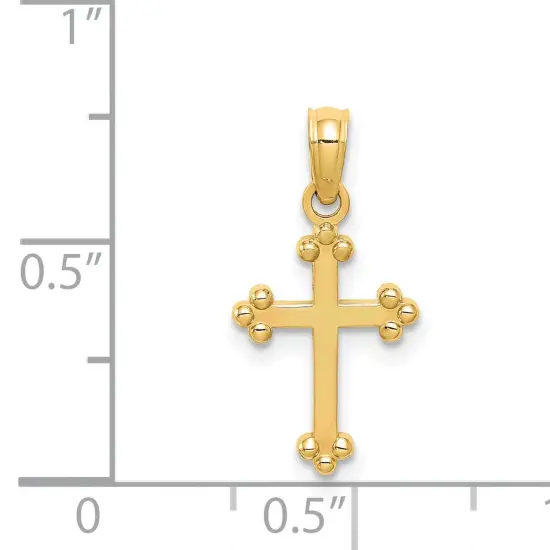 14K Yellow Gold Cross Pendant Charm Religious Jewerly 20mm x 11mm {4}