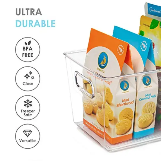 Vtopmart Clear Plastic Pantry Organizer Bins, 6 PCS Food Storage Bins with Handle for Refrigerator, Fridge, Cabinet, Kitchen, Countertops, Cupboard, Freezer Organization and Storage, BPA Free, Medium {5}