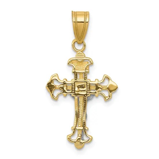 14K Two Tone Gold Inri Crucifix Charm Pendant Jewelry 26 x 14 mm {3}
