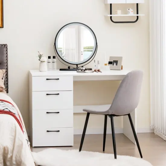 43.5 Inch Modern 4 Large Drawers Computer Desk with Metal Slides and Convenient Handle {5}