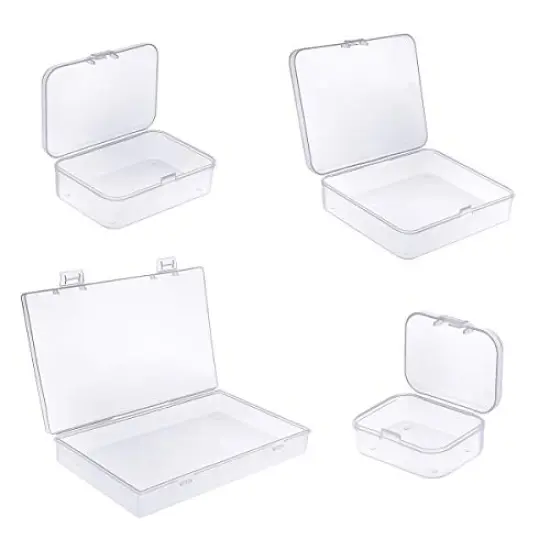 Goodma 24 Pieces Mixed Sizes Rectangular Empty Mini Clear Plastic Organizer Storage Box Containers with Hinged Lids for Small Items and Other Craft Projects {6}