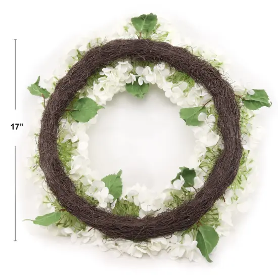 2-Pack: 24" White Hydrangea Wreath with Grapevine Ring Floral Home by Artificial Flowers {4}