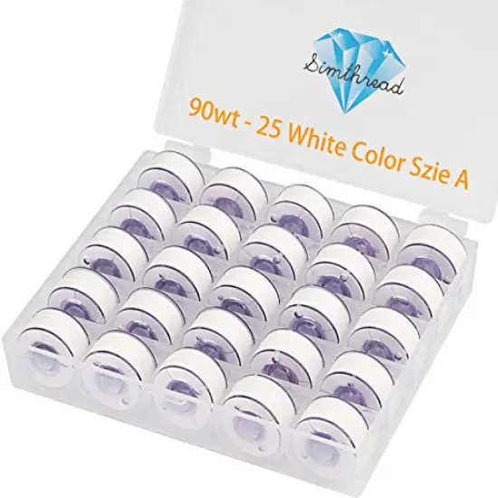 25 Pieces 90WT White Prewound Bobbin Thread Size A Class 15 (SA156) with Clear Storage Plastic Case Box 60S/2 for Brother Embroidery Thread Sewing Thread Machine DIY {2}