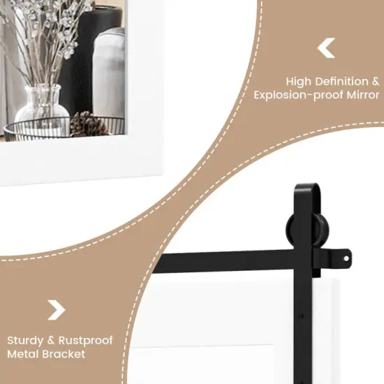 30 x 22 Inch Wall Mount Mirror with Wood Frame-White {5}