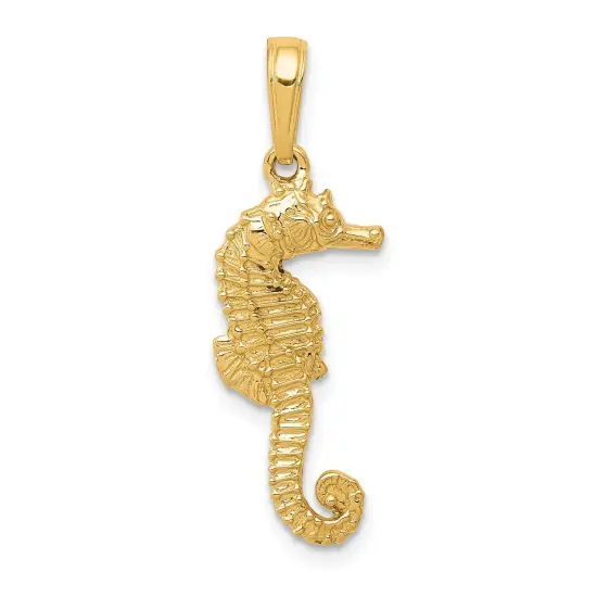 14K Gold Seahorse Pendant Charm Jewelry 26 x 9 mm {1}