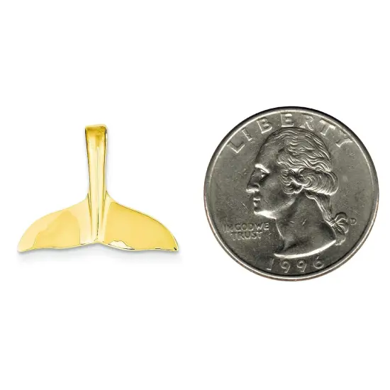 14K Yellow Gold Whale Tail Slide Pendant Charm Jewelry 18mm x 23mm {2}