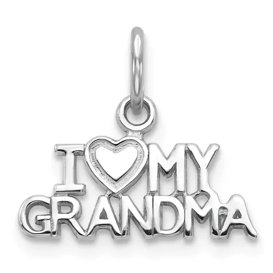 14K White Gold I Love My Grandma Charm Jewelry {1}