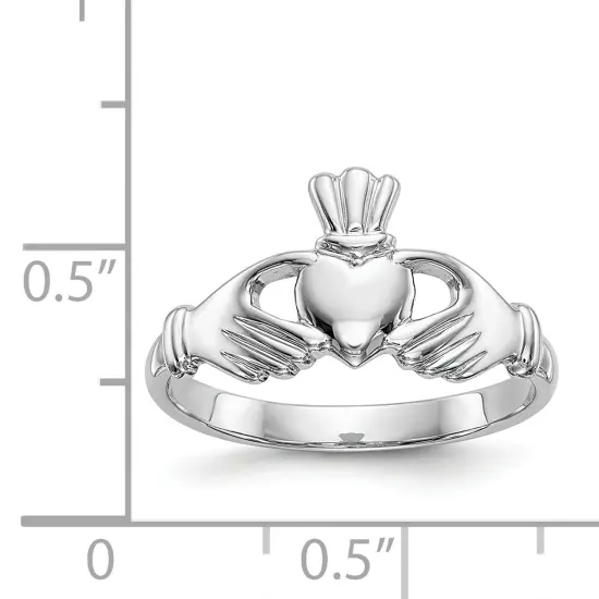 14K White Gold Claddagh Ring Sz 6.5 {2}