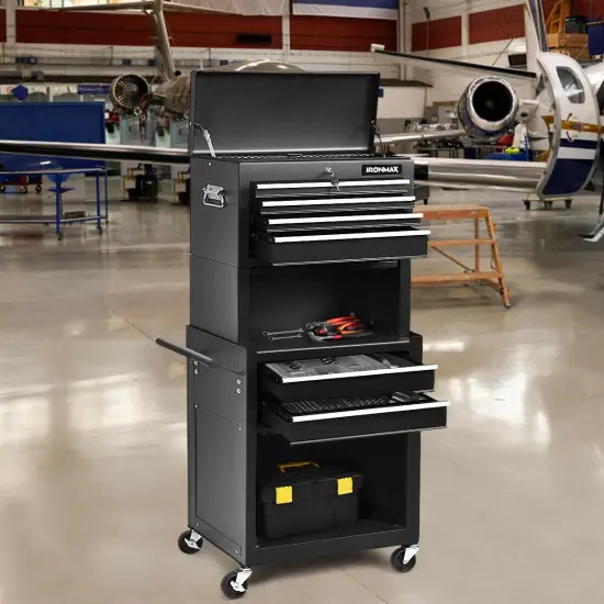 3 in 1 Design 6-Drawer Tool Heightening Chest Cabinet with 360&deg; Swivel Casters Black {2}