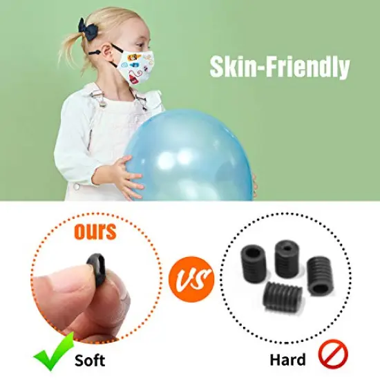 120 PCS Black and White Adjustable Soft Elastic String Cords Buckle Adjuster with 2 pcs Crochet Hook,Suitable for All Different Sizes of mask Straps Bands (1/8,1/5,1/4,5/8 Straps) {4}