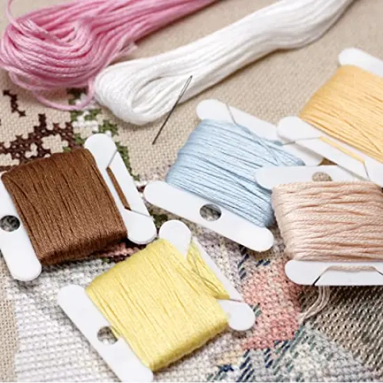 Embroidery Floss Organizer, Cross Stitch Thread Storage Box Tools - Bobbin Winder, 1 Removable 24 Compartments with 40 Hard Plastic Floss Bobbins and Stickers for Craft DIY Embroidery Sewing Storage {4}