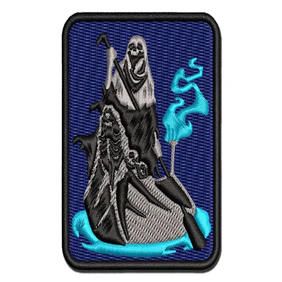 Charon Ferryman Acheron River Styx Death Skull Multi-Color Embroidered Iron-On or Hook & Loop Patch Applique {1}