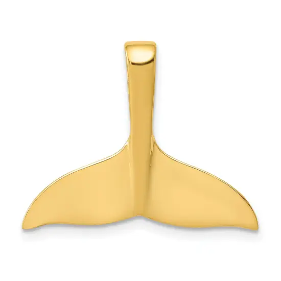 14K Yellow Gold Whale Tail Slide Pendant Charm Jewelry 18mm x 23mm {1}