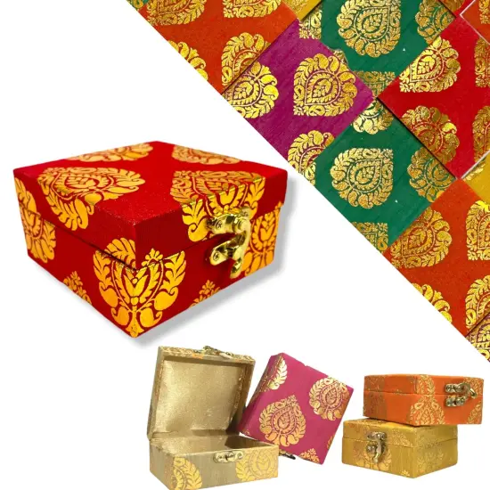 Small Handmade Jewelry Box Brocade Gift Boxes Favor for Indian Pakistani Punjabi Wedding, Nikah Favor, Mehndi Favors, for Girls {5}