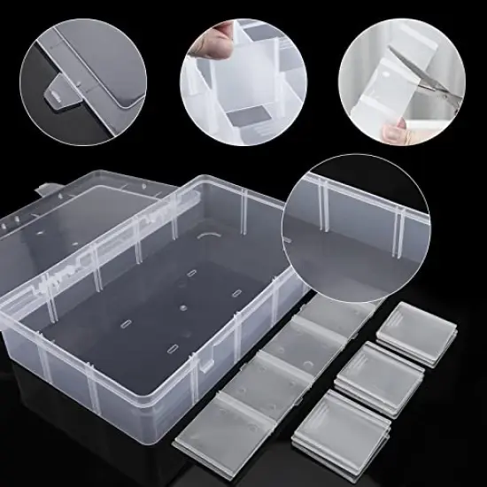 15 Large Grids Plastic Organizer Box with Dividers, Exptolii Clear Compartment Container Storage for Washi Tapes Beads Crafts Jewelry Fishing Tackles, Size 11 x 6.3 x 2.2 in {5}