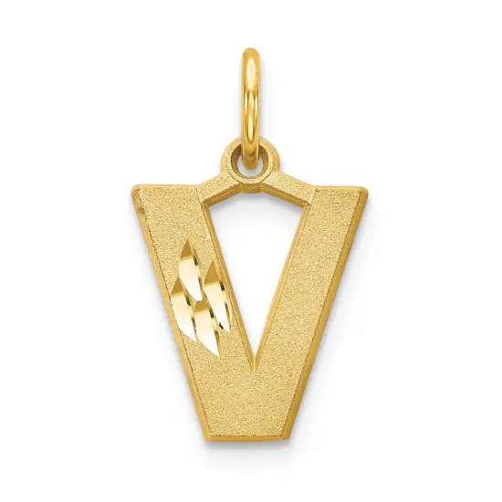 14K Gold Initial V Charm Jewelry FindingKing 20mm x 10mm {1}