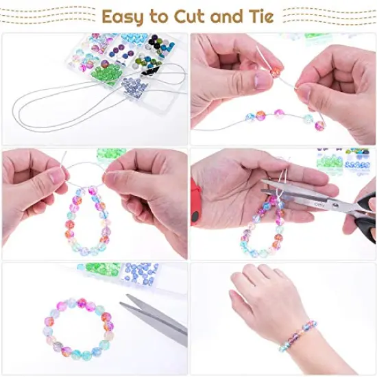 Elastic String for Bracelets Selizo Stretchy Cord for Bracelets, Necklaces, Beading, and Sewing (1.2mm, 109 Yards, White) {4}