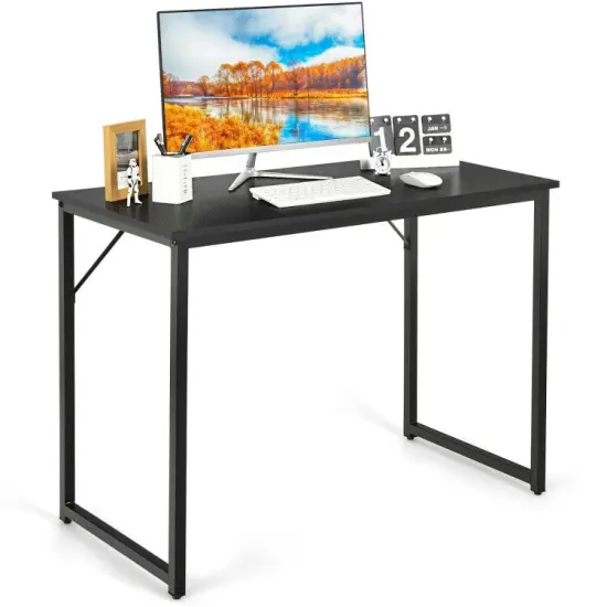 L Shaped Computer Desk and Writing Workstation for Home and Office-Black {3}