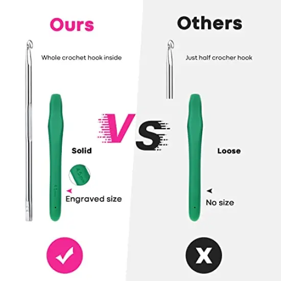 Crochet Hooks Set, RealPlus 12 Sizes Crochet Hooks Set for Arthritic Hands, Ergonomic Soft Grip Handles, Crochet Kit for Beginners, Christmas Gifts for Women, Large Crochet Needle with Blue Case {5}