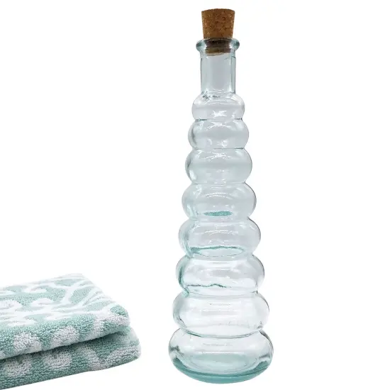 Green Glass Bottle with Cork, Rings - 10 oz Capacity {3}