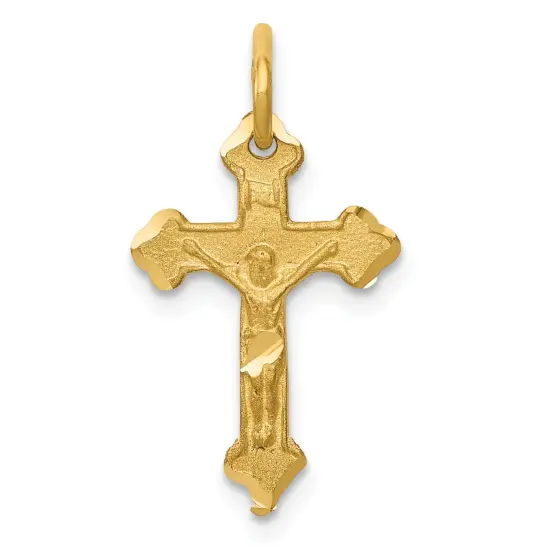 14K Yellow Gold Crucifix Charm Pendant Jewelry 22mm x 12mm {1}