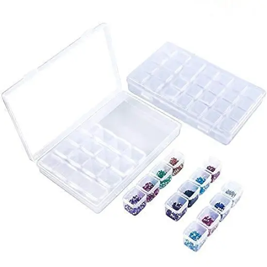 2 Pack 28 Slots Plastic Craft Organizer Case Diamond Storage Box(2pcs) {2}