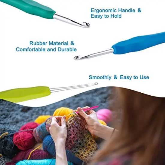 23 PCS Crochet Hooks, Ergonomic Handle Crochet Hooks Set for Arthritic Hands, Comfortable Smooth Crochet Needles Extra Long  Knitting Needles with Stitch Markers. {6}