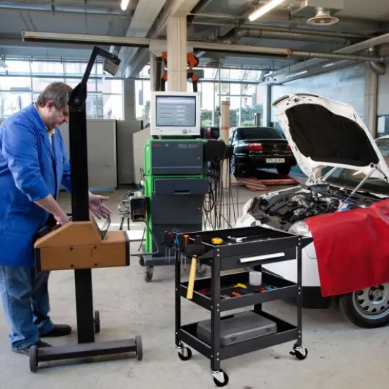 Rolling Tool Cart Mechanic Cabinet Storage Tool Box Organizer with Drawer Black {2}