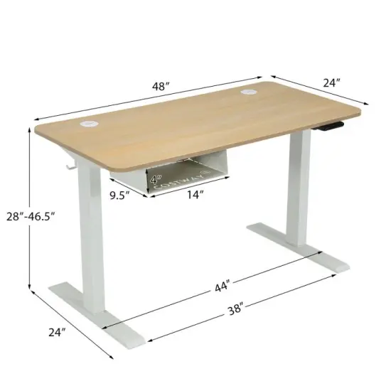 48 Inches Electric Standing Height Adjustable Computer Desk with USB Port and Cable Management tray Beige {5}