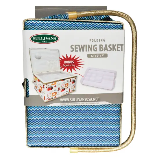 Folding Sewing Basket Chevron - blue {5}