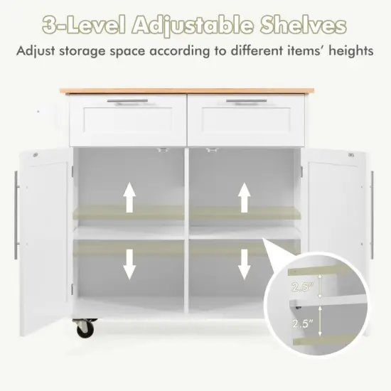 Heavy Duty Rolling Kitchen Cart with Tower Holder and Drawer White {5}
