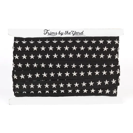 5 Yards of Danica 3/4" Wide Silver Star Sudded Tape Trim | 5 yard cut {2}