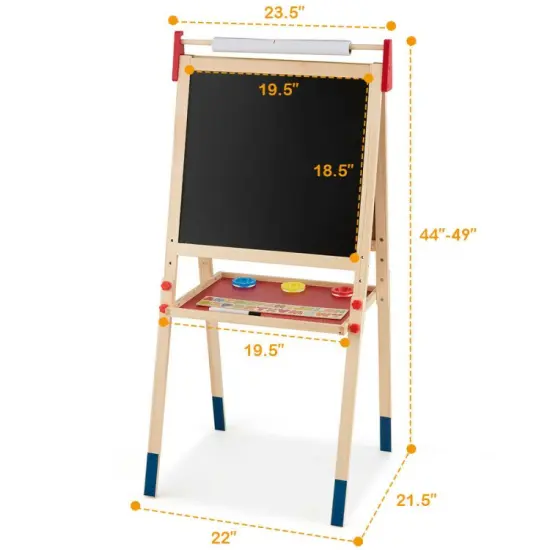 Multi-Color All-in-One Wooden Height Adjustable Kid's Art Easel {3}