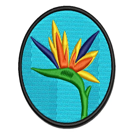 Bird of Paradise Tropical Flower Flora Multi-Color Embroidered Iron-On or Hook & Loop Patch Applique {1}