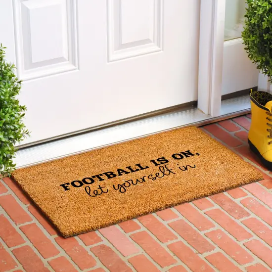 Football is on let yourself in Doormat {3}