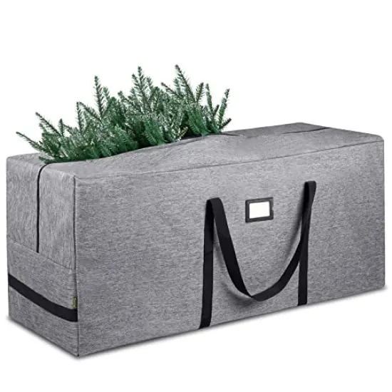 7.5 ft Christmas Tree Storage Bag, Heavy Duty 900D Oxford Fabric with Reinforced Handles and Dual Zippers Wide Opening, Extra Large Storage Container for Trees and Decorations (Grey) {2}