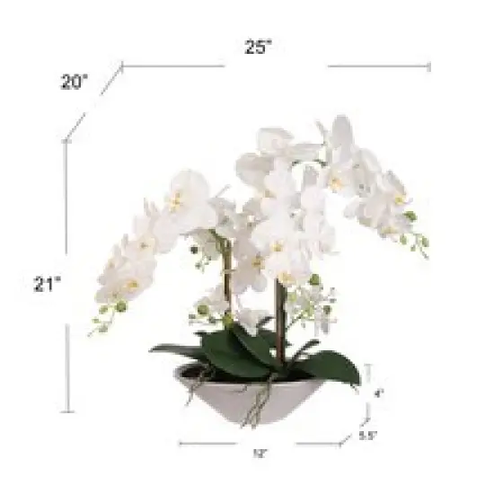 23" White Phalaenopsis Orchid - Faux Flowers, White Ceramic Vase, Elegant Decor for Home, Office, & Events - Perfect for Year-Round Display, Floral Home by Artificial Flowers {5}